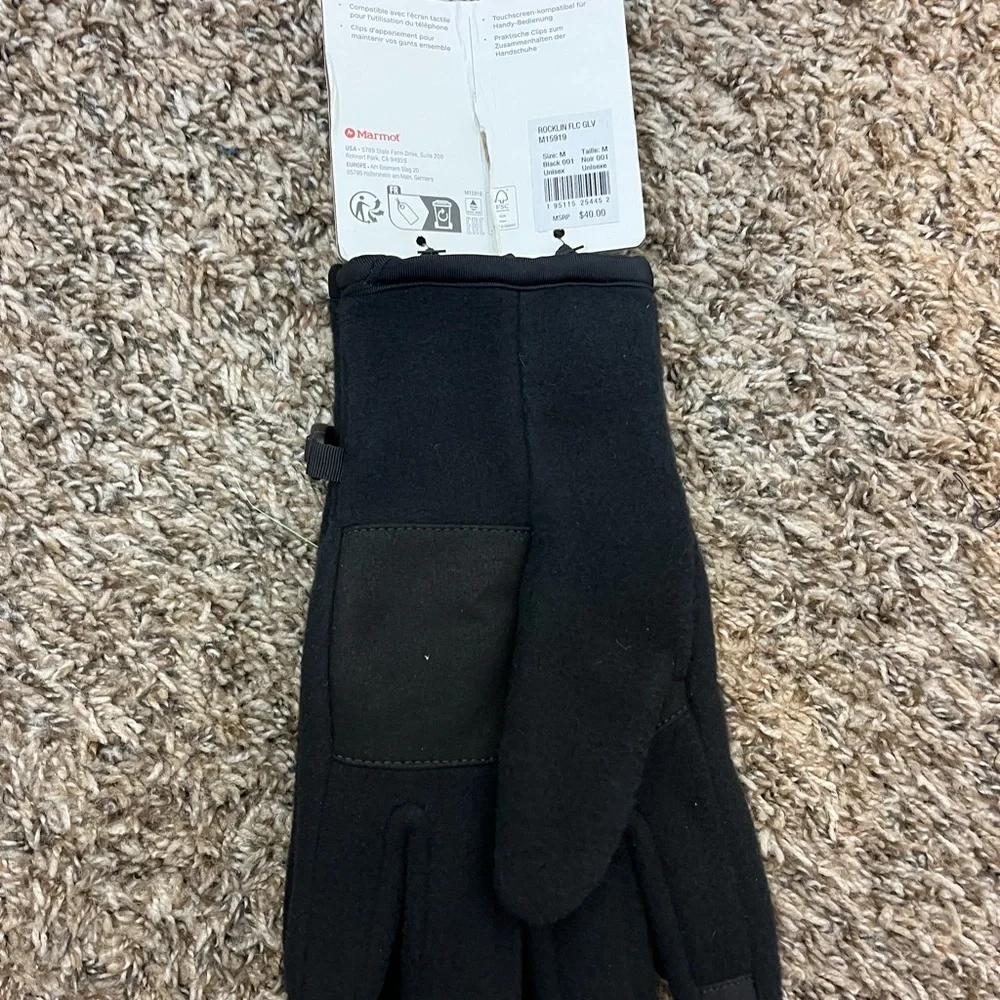 NWT Marmot Rocklin Black Fleece Gloves
